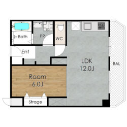 1LDK,室内ダブルカラーのリノベーション。ホワイト調とウッド調のミックス改装です。間取