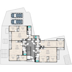 1LDK～2LDK間取り4種類の間取りが御座います。間取
